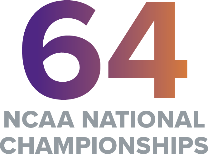 Graphic with large gradient text “64” and below it, in gray: “NCAA National Championships,” highlighting Abilene Christian University’s total championship wins.