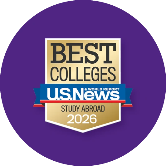 U.S. News & World Report Best Colleges Study Abroad 2026 badge.