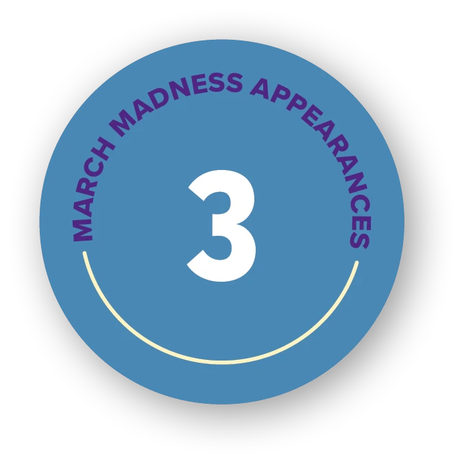 3 March Madness appearances.